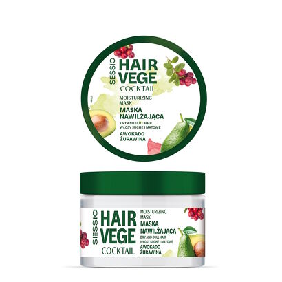 SESSIO HAIR VEGE COCKTAIL Maska nawilżająca z awokado i żurawiną 250 ml